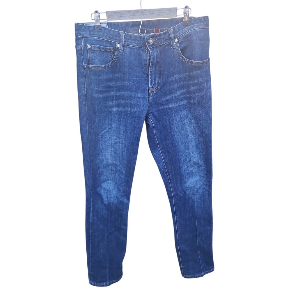 John B Stetson Co No. 1210 Slim Straight Jeans Mens Medium Wash Denim Blue Pants